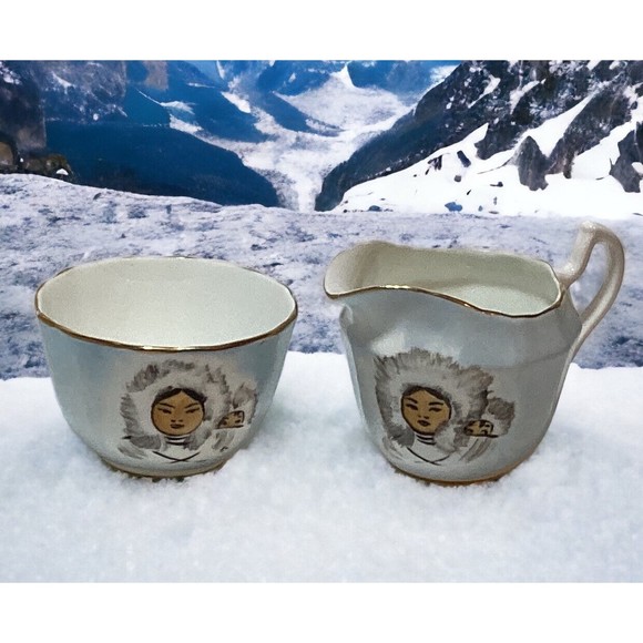 Clarence Of England Bone China Alaska Eskimos Sugar And Creamer - Picture 2 of 8